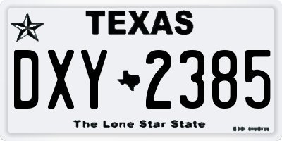 TX license plate DXY2385