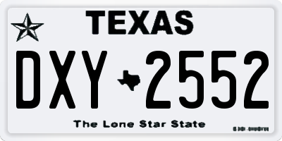 TX license plate DXY2552