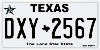 TX license plate DXY2567