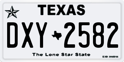 TX license plate DXY2582