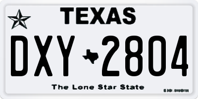 TX license plate DXY2804