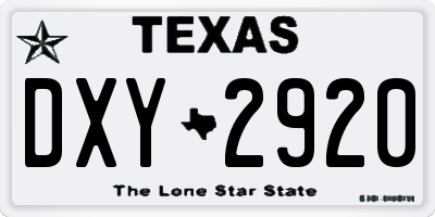 TX license plate DXY2920