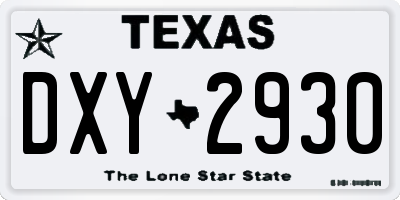 TX license plate DXY2930