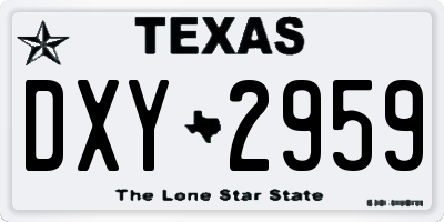 TX license plate DXY2959