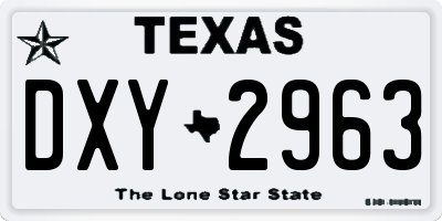TX license plate DXY2963