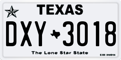 TX license plate DXY3018