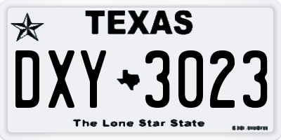TX license plate DXY3023