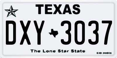 TX license plate DXY3037