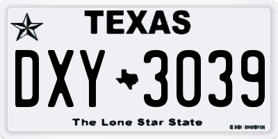 TX license plate DXY3039