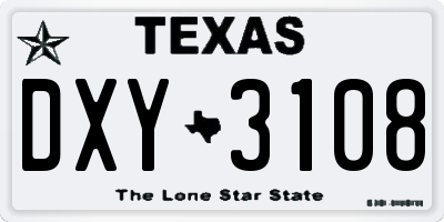 TX license plate DXY3108