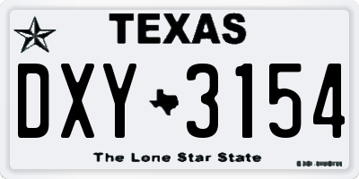 TX license plate DXY3154