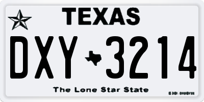 TX license plate DXY3214