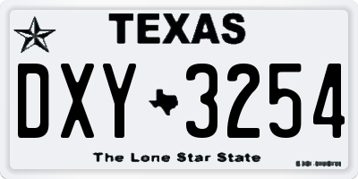 TX license plate DXY3254