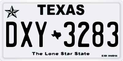 TX license plate DXY3283