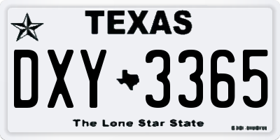 TX license plate DXY3365