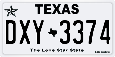 TX license plate DXY3374