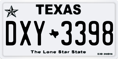 TX license plate DXY3398