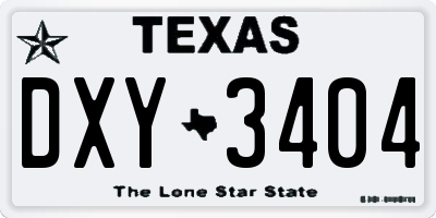 TX license plate DXY3404