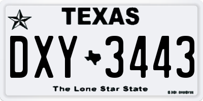 TX license plate DXY3443