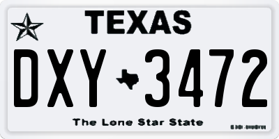TX license plate DXY3472