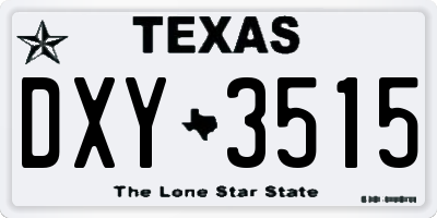 TX license plate DXY3515