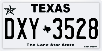 TX license plate DXY3528