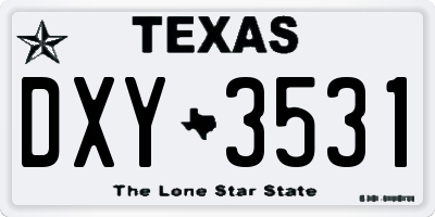 TX license plate DXY3531