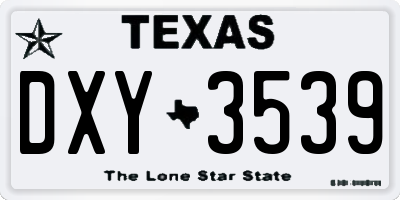 TX license plate DXY3539