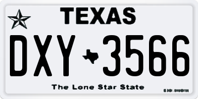 TX license plate DXY3566