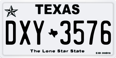 TX license plate DXY3576