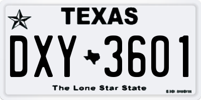 TX license plate DXY3601