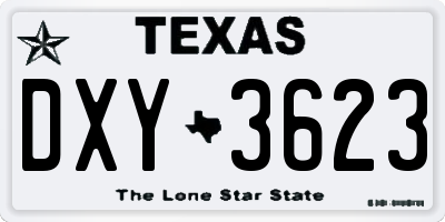 TX license plate DXY3623
