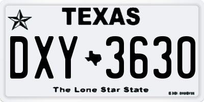 TX license plate DXY3630