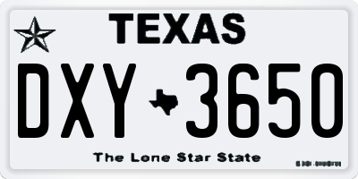 TX license plate DXY3650