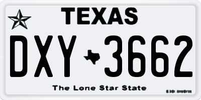 TX license plate DXY3662