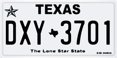 TX license plate DXY3701