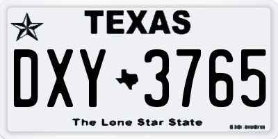 TX license plate DXY3765