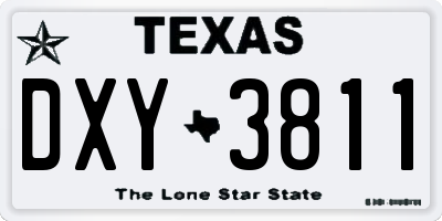 TX license plate DXY3811