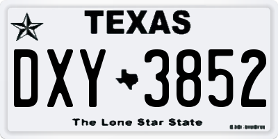 TX license plate DXY3852