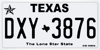TX license plate DXY3876