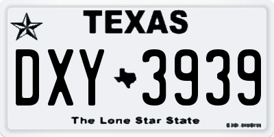 TX license plate DXY3939