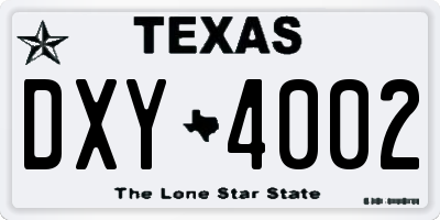 TX license plate DXY4002