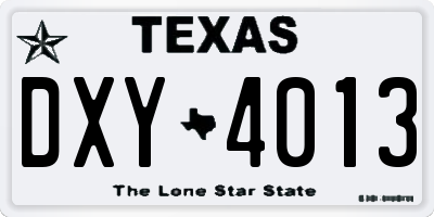 TX license plate DXY4013
