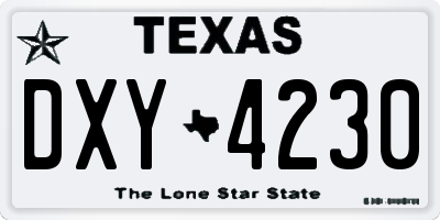TX license plate DXY4230