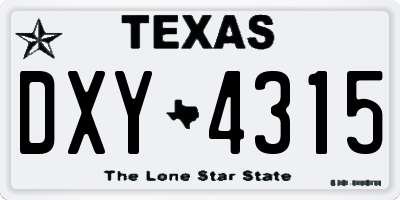 TX license plate DXY4315