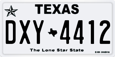 TX license plate DXY4412