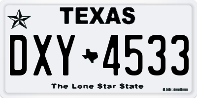 TX license plate DXY4533