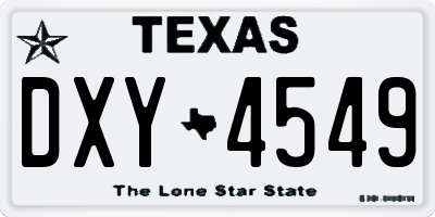TX license plate DXY4549