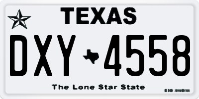 TX license plate DXY4558