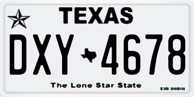 TX license plate DXY4678